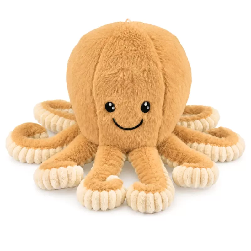 LEAN TOYS Plüüsist Kaheksajalg Elastsete Kombitsatega, beež 50 cm – Pehme kaisumänguasi
