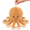 LEAN TOYS Plüüsist Kaheksajalg Elastsete Kombitsatega, beež 50 cm – Pehme kaisumänguasi