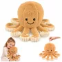LEAN TOYS Plüüsist Kaheksajalg Elastsete Kombitsatega, beež 50 cm – Pehme kaisumänguasi