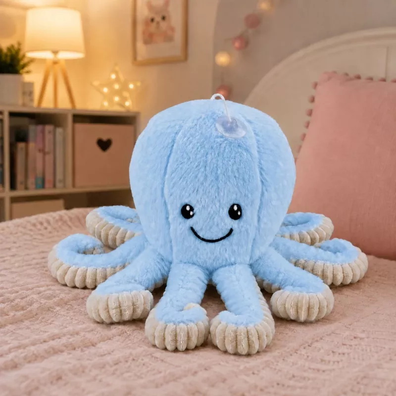 LEAN TOYS Plüüšist kaheksajalg iminapaga, sinine, 16 cm