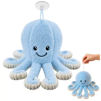 LEAN TOYS Plüüšist kaheksajalg iminapaga, sinine, 16 cm