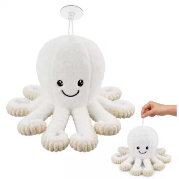 LEAN TOYS Plush Octopus iminapaga, valge, 16 cm – Pehme mereelukaaslane