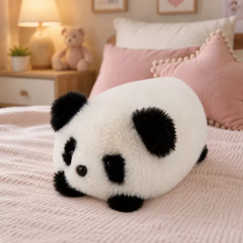 LEAN TOYS Pehme panda loom maskott kaisulelu must-valge 16 cm