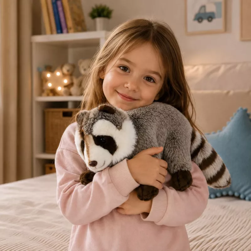 LEAN TOYS pehme pesukaru maskott – realistlik kaisumänguasi, hall 45 cm