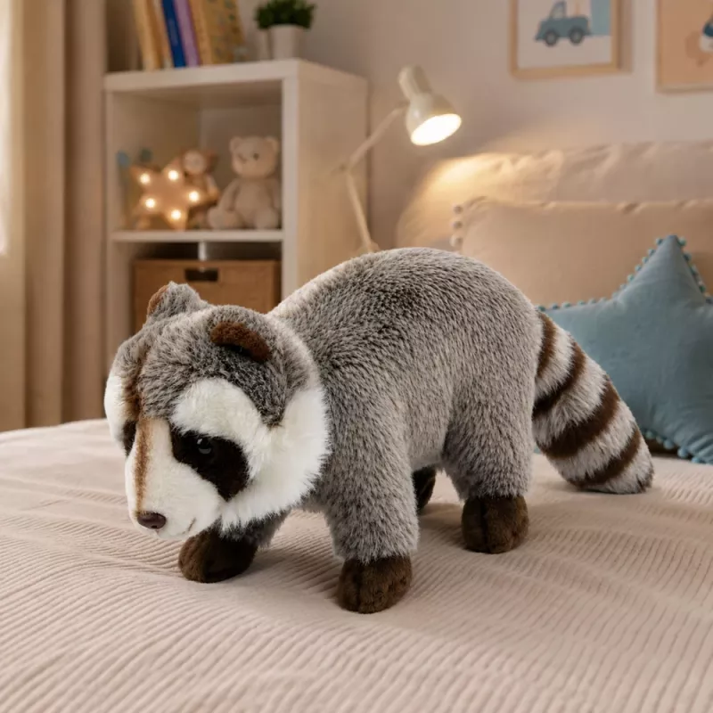 LEAN TOYS pehme pesukaru maskott – realistlik kaisumänguasi, hall 45 cm