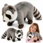 LEAN TOYS pehme pesukaru maskott – realistlik kaisumänguasi, hall 45 cm