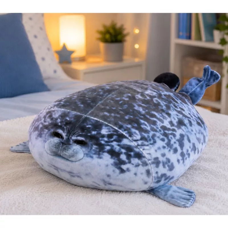 LEAN TOYS Plush Seal Mascot Cuddly Toy Natural Color Gray 38 cm