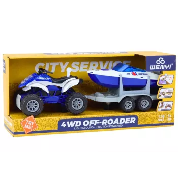 LEAN TOYS Politsei ATV haagise ja mootorpaadiga