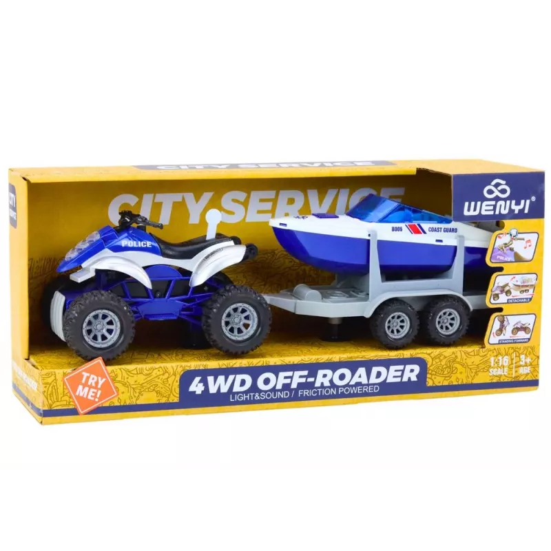 LEAN TOYS Politsei ATV haagise ja mootorpaadiga