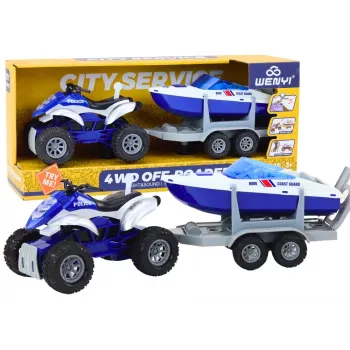 LEAN TOYS Politsei ATV haagise ja mootorpaadiga