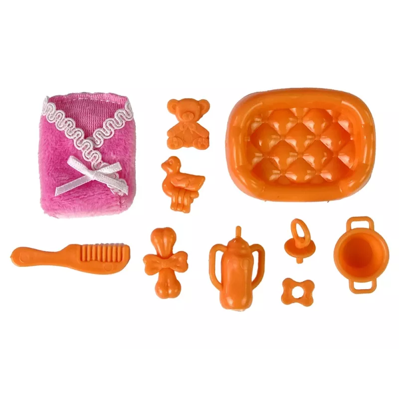 LEAN TOYS Rase nuku pikkade juuste ja tarvikutega