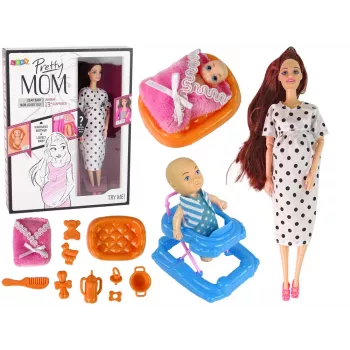 LEAN TOYS Rase nuku pikkade juuste ja tarvikutega