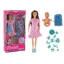 LEAN TOYS Pregnant Mom Baby Doll Pink Dress Accessories