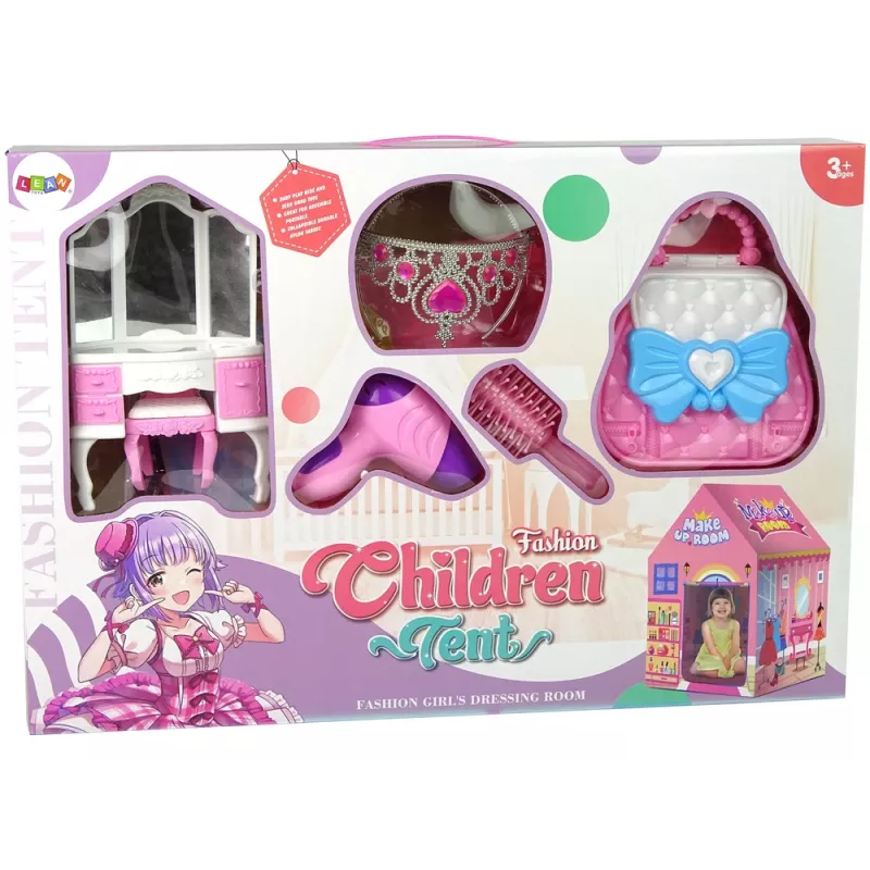 LEAN TOYS Printsessitelk lastele ilusalong roosa aksessuaaridega kroon