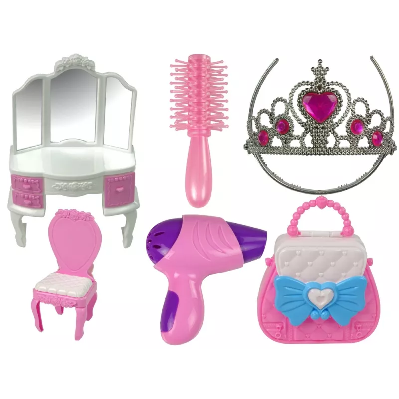 LEAN TOYS Printsessitelk lastele ilusalong roosa aksessuaaridega kroon
