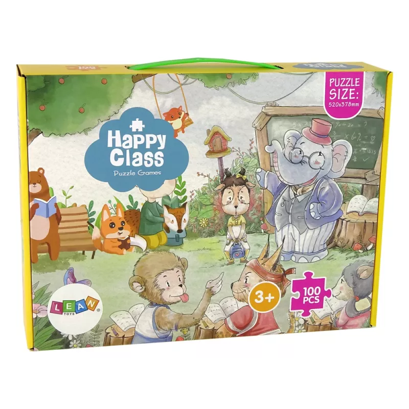 LEAN TOYS Puzzle School for Animals 100 pieces