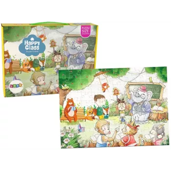 LEAN TOYS Puzzle School for Animals 100 pieces