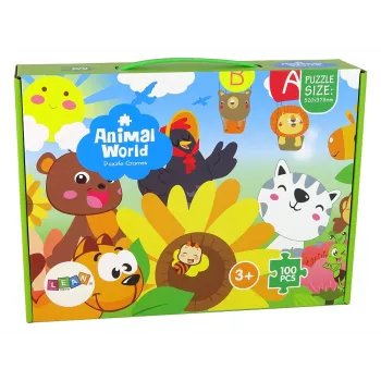 LEAN TOYS Loomade Pusle Lastele 100 Tükki