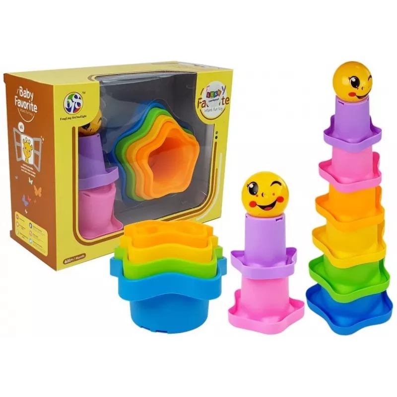 LEAN TOYS Pyramid Cups for Babies Asterisks