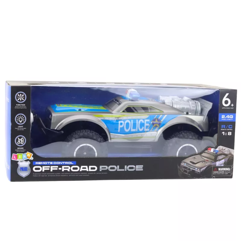LEAN TOYS RC maastiku politseiauto 1:8 hõbedane