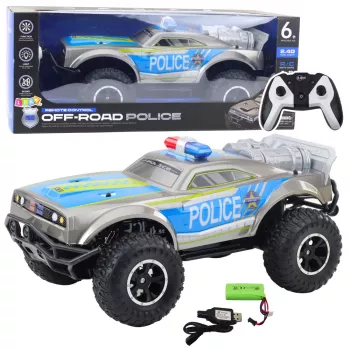 LEAN TOYS RC maastiku politseiauto 1:8 hõbedane