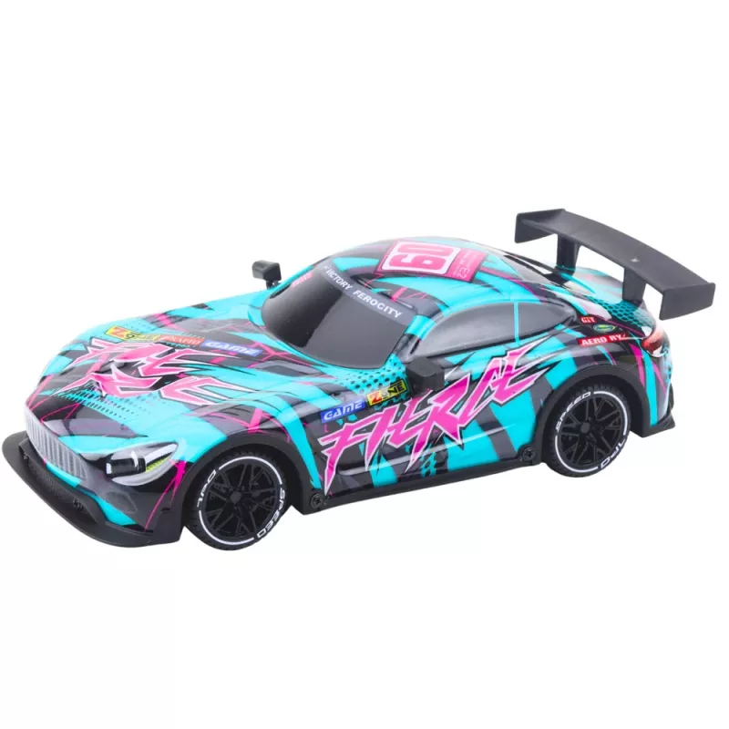 LEAN TOYS RC võidusõiduauto valgustatud türkiissinise kerega 1:16 mõõtkava 2.4 GHz kaugjuhtimine