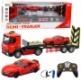 LEAN TOYS Kaugjuhitav Autotransporteri Komplekt 1:16 – RC Pukseerimisauto ja Punane Sportauto (22707)