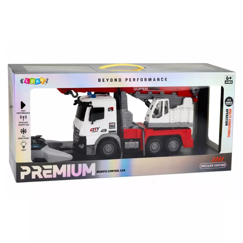 LEAN TOYS kaugjuhitav kraanaauto RC liigutatav pöörlev kraana 1:14