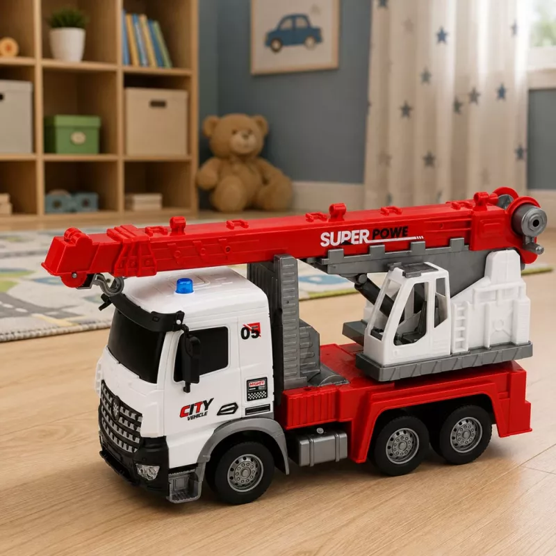 LEAN TOYS kaugjuhitav kraanaauto RC liigutatav pöörlev kraana 1:14