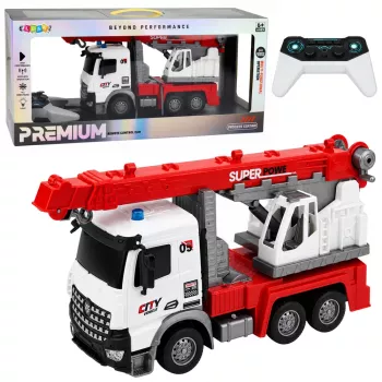 LEAN TOYS kaugjuhitav kraanaauto RC liigutatav pöörlev kraana 1:14