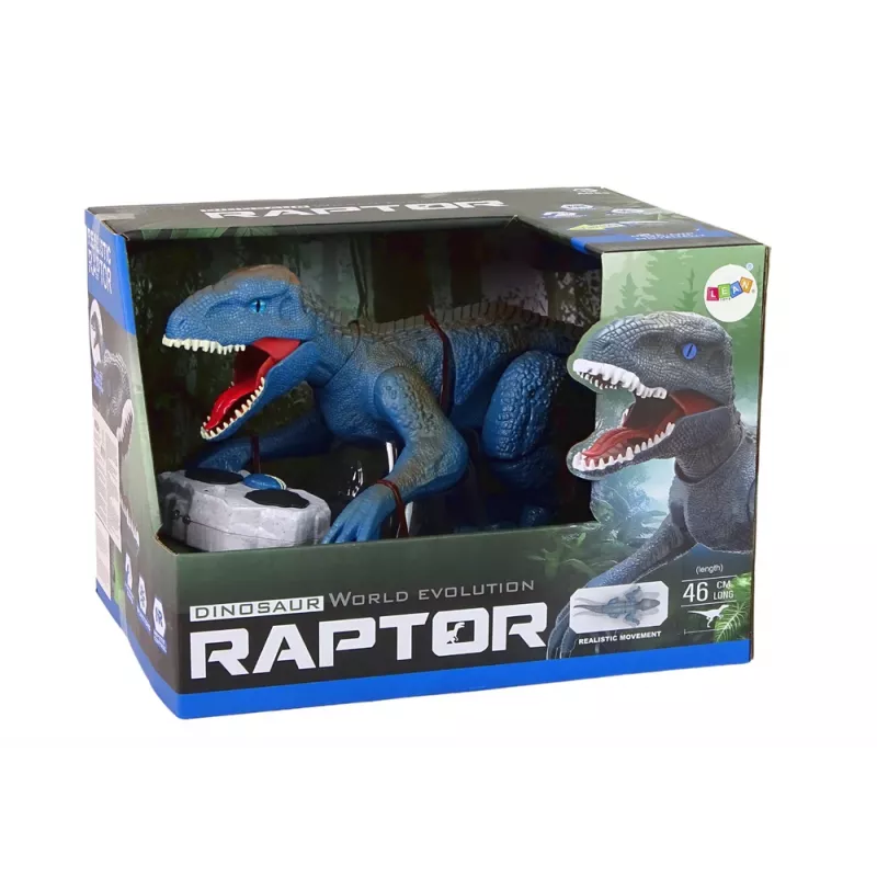 LEAN TOYS Kaugjuhitav Dinosaurus Velociraptor Heli ja Möirgamisega, Sinine