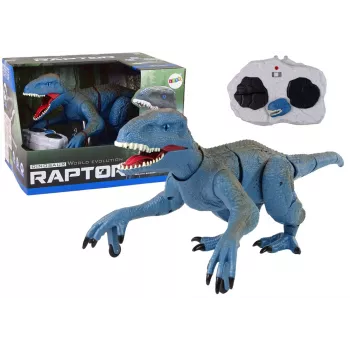 LEAN TOYS Kaugjuhitav Dinosaurus Velociraptor Heli ja Möirgamisega, Sinine
