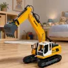 LEAN TOYS Kaugjuhitav roomikekskavaator tulede ja helidega Kollane 1:16