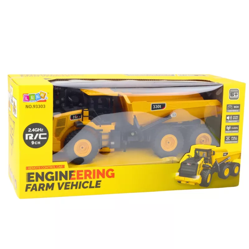 LEAN TOYS Kaugjuhitav Kallurauto Transporter Helidega 9CH 2.4G Kollane