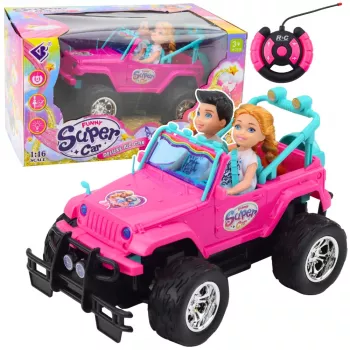 LEAN TOYS Kaugjuhitav RC maastikuauto koos nukkudega Roosa 1:16