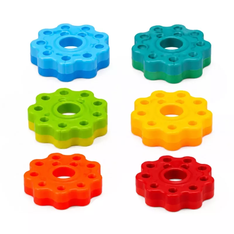 LEAN TOYS Rotating Pyramid Tower Sorter Rainbow Puzzle 36cm 6 Pieces