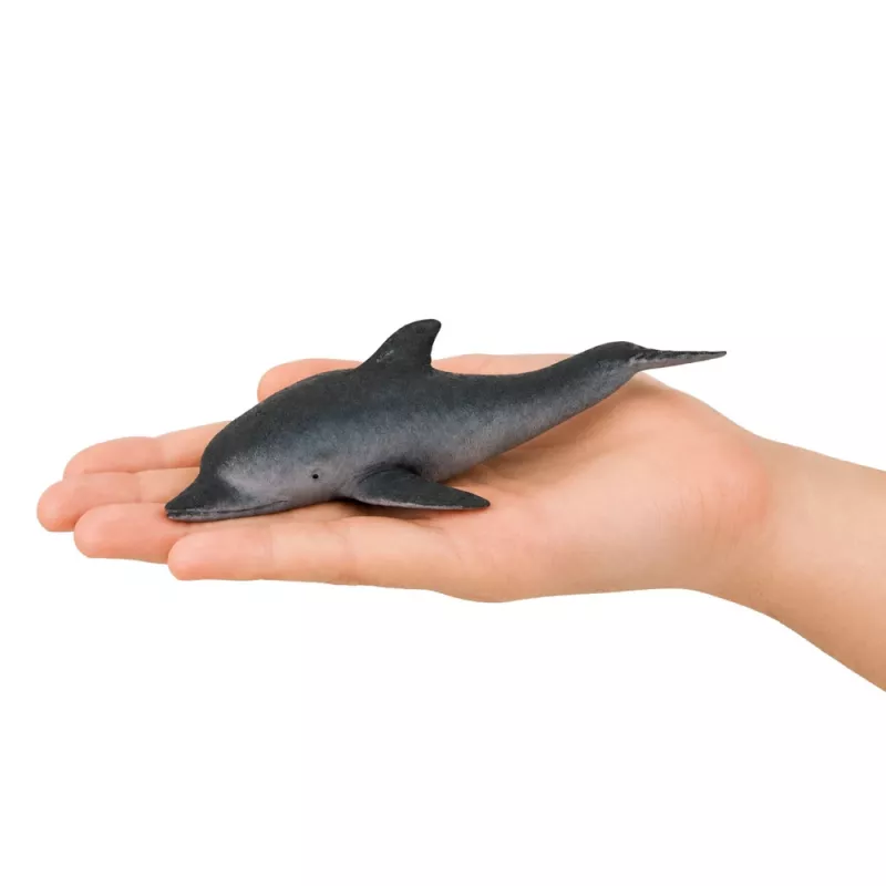 LEAN TOYS kummist meredelfiini kujuke, pehme realistlik TPR, tumehall, 17,5 cm