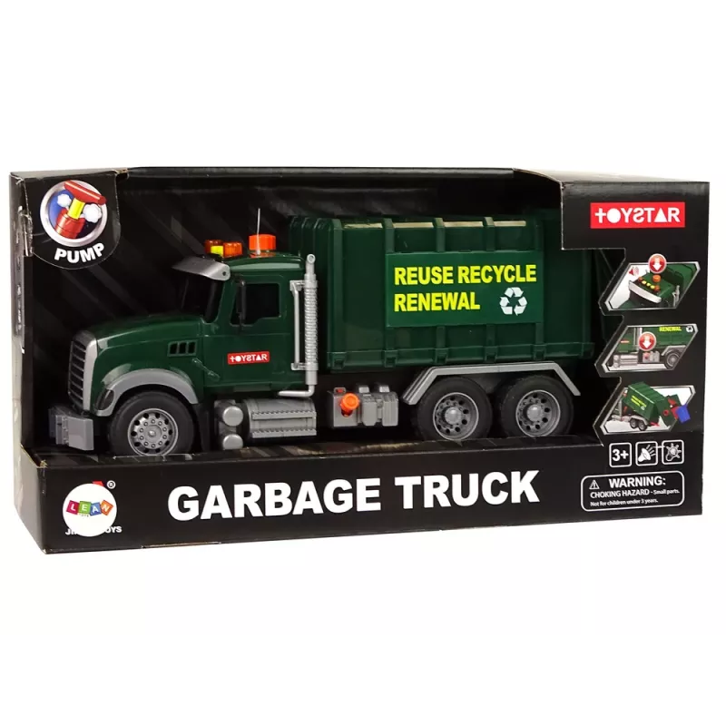 LEAN TOYS Prügiauto konteineritega tumehall heli- ja valgusefektidega