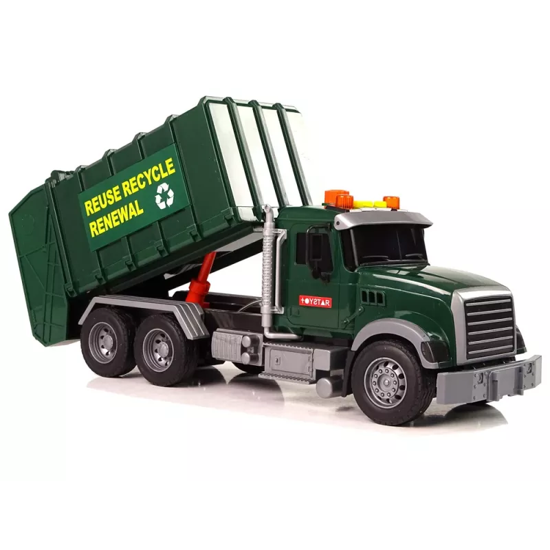 LEAN TOYS Prügiauto konteineritega tumehall heli- ja valgusefektidega