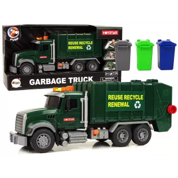 LEAN TOYS Prügiauto konteineritega tumehall heli- ja valgusefektidega