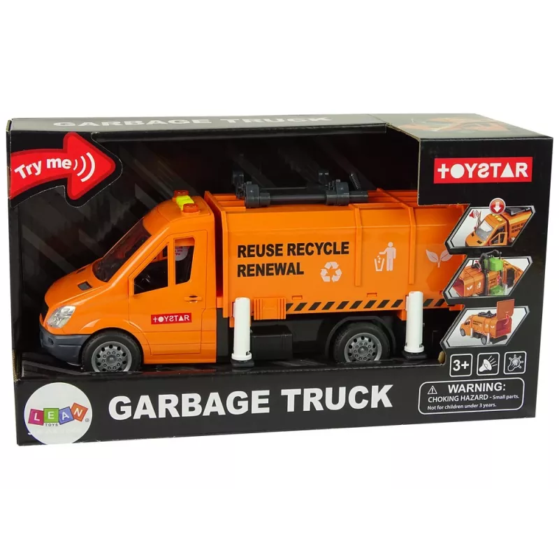 LEAN TOYS Prügiauto hõõrdveoga ja heliefektidega Oranž