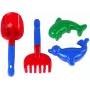LEAN TOYS Liivakomplekt 4-osaline – kühvel, reha, 2 vormi, vastupidav plastik, vanus 12 kuud+
