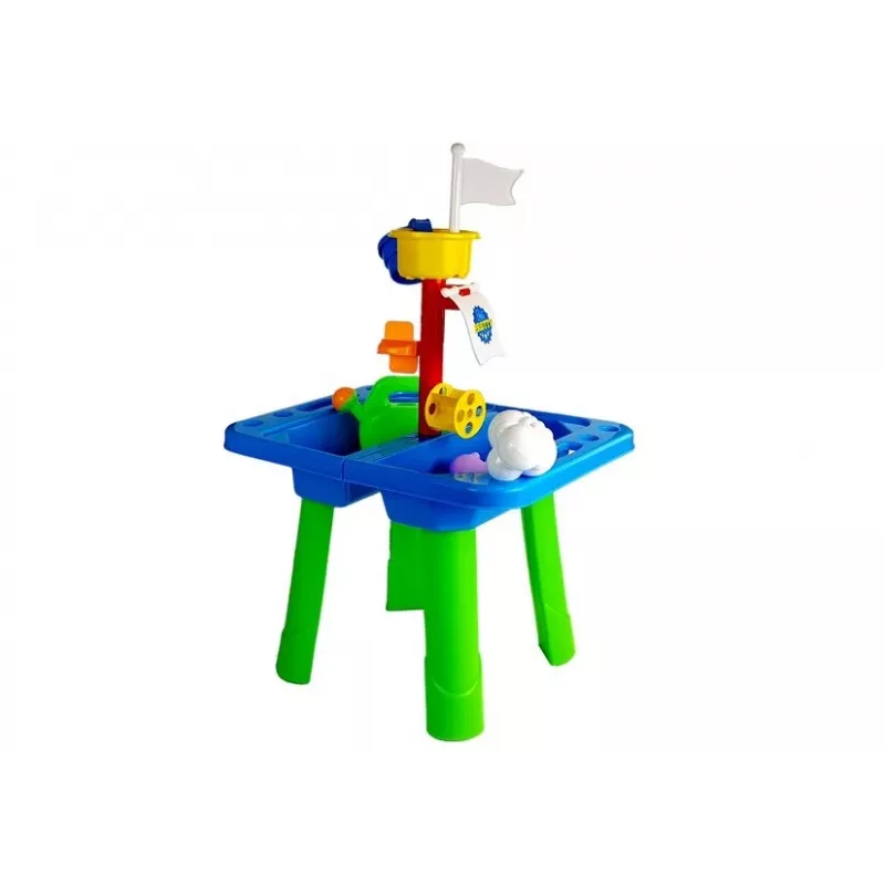 LEAN TOYS liivakastilaud vormide, labida, reha ja pilvega - mitmevärviline