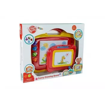 LEAN TOYS 2 magnetilise joonistustahvli komplekt templitega - sinine ja kollane