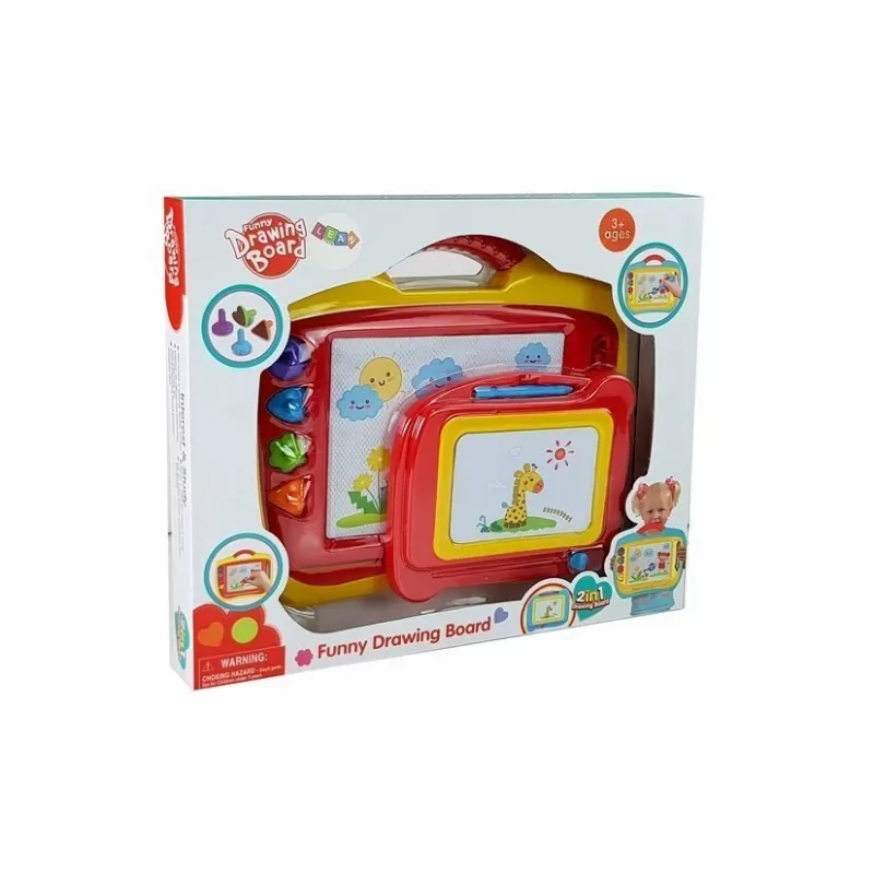 LEAN TOYS 2 magnetilise joonistustahvli komplekt templitega - sinine ja kollane