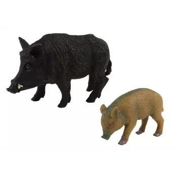 LEAN TOYS 2-osaline metssiga koos pojaga kujukesed metsloomade seeria