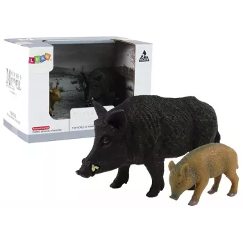LEAN TOYS 2-osaline metssiga koos pojaga kujukesed metsloomade seeria