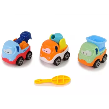 LEAN TOYS 3 ehitusauto komplekt lahtivõtmiseks + kruvikeeraja betoonisegisti kraana kallur
