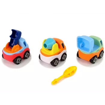 LEAN TOYS 3 ehitusauto komplekt lahtivõtmiseks + kruvikeeraja betoonisegisti kraana kallur
