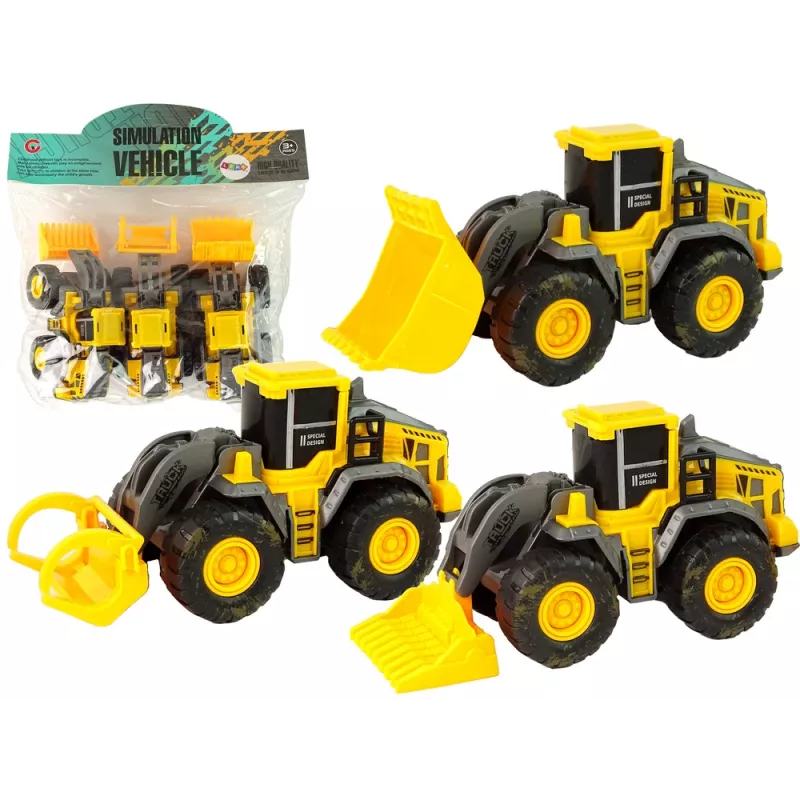 LEAN TOYS Ehitusmasinate komplekt 3 kollast mudelit